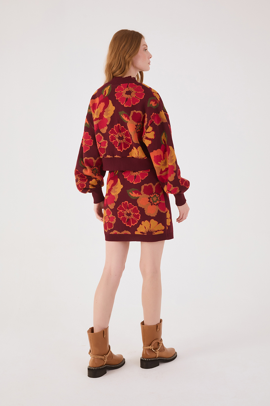 Garden Print Knit Mini Skirt