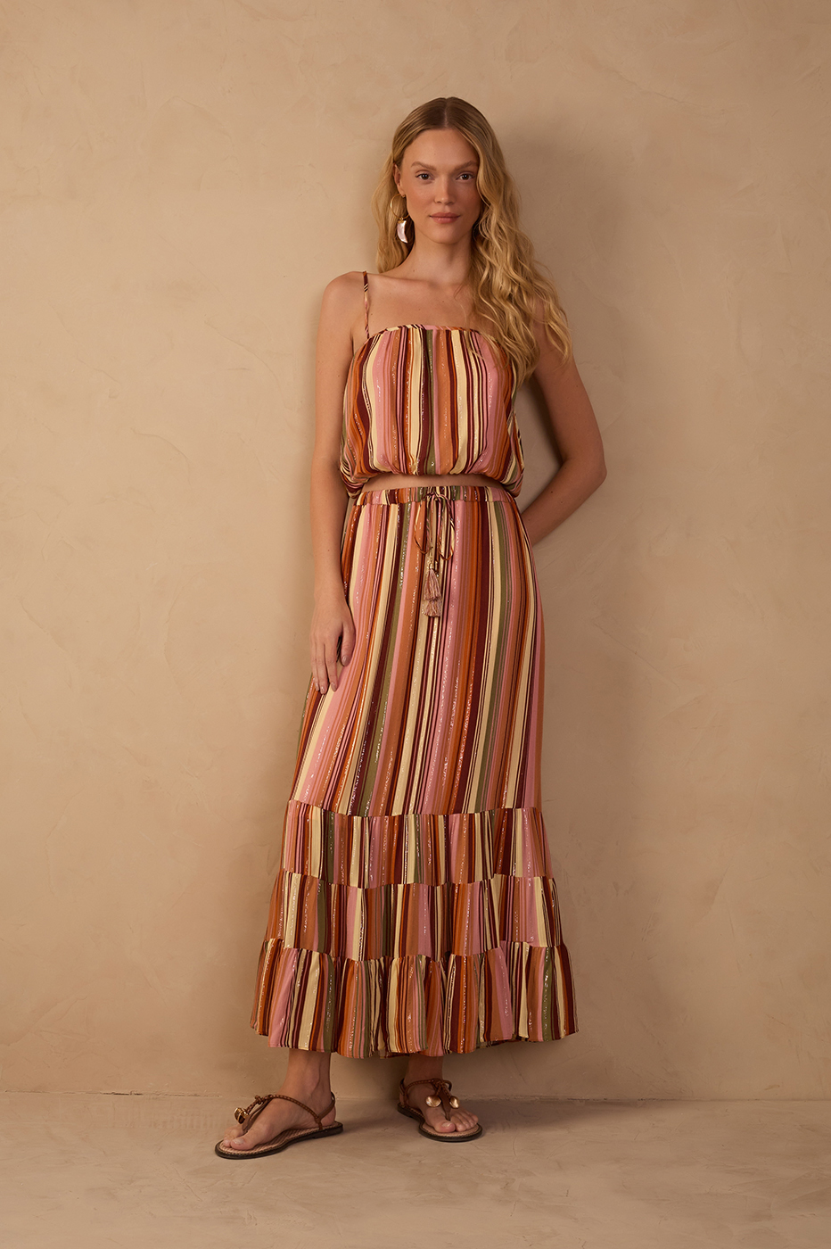 Bosque Print Long Lurex Skirt_1