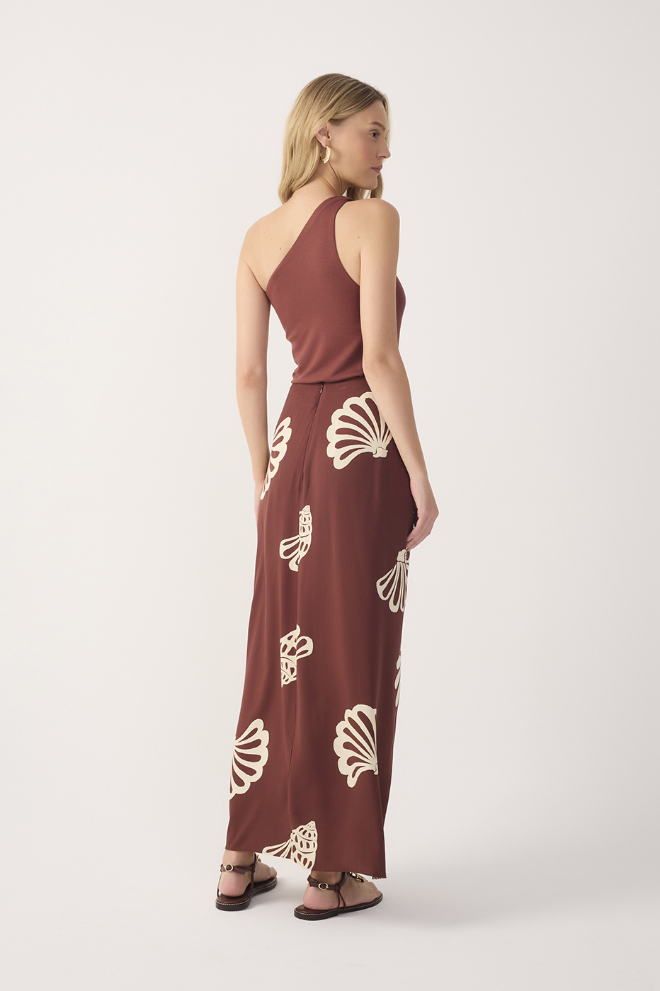 Brown Mares Front Ties Tassels Maxi Skirt_6