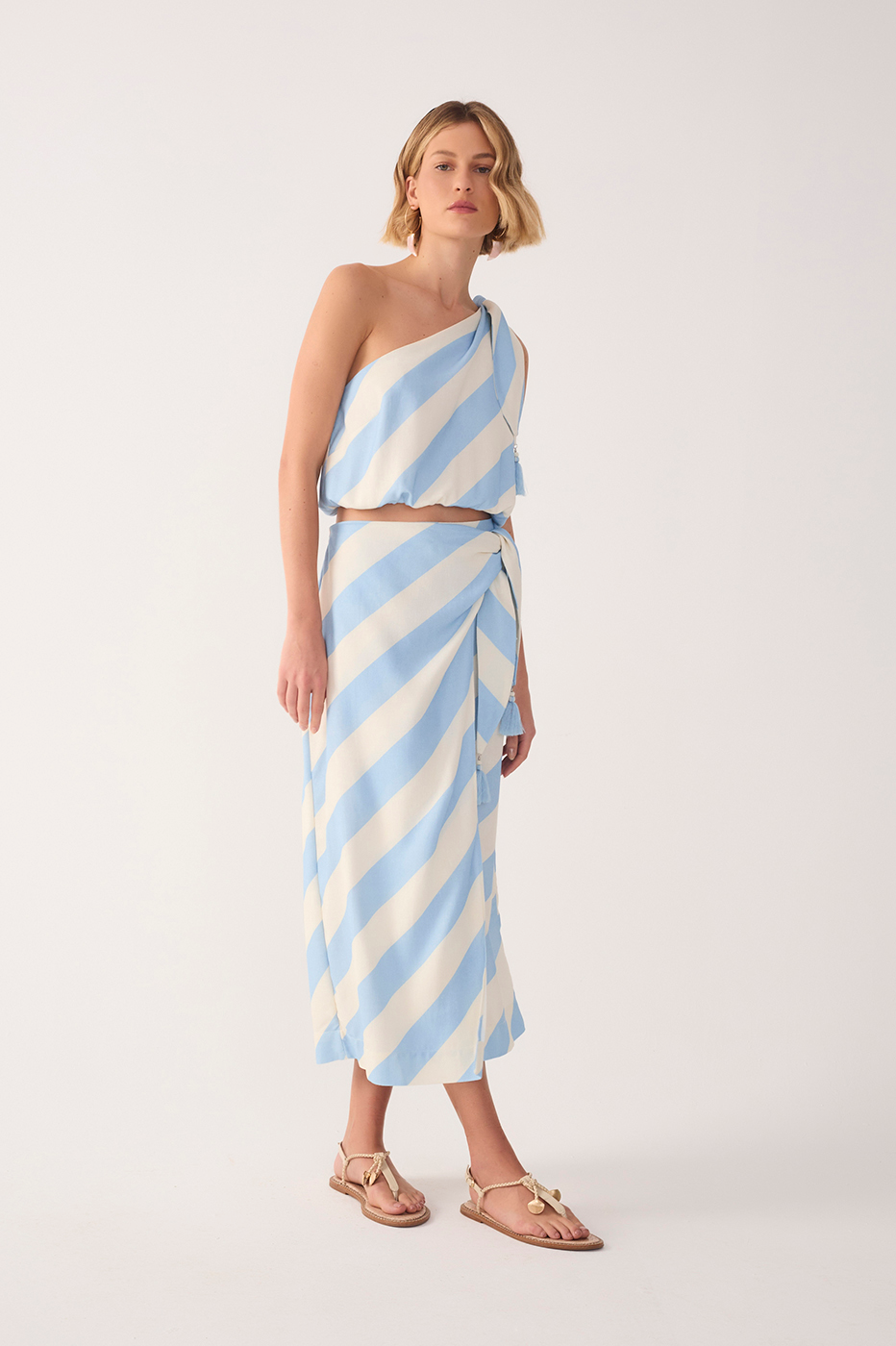 Caminho Do Mar Print Linen Midi Skirt_2