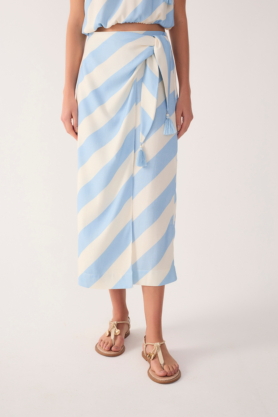 Caminho Do Mar Print Linen Midi Skirt_4