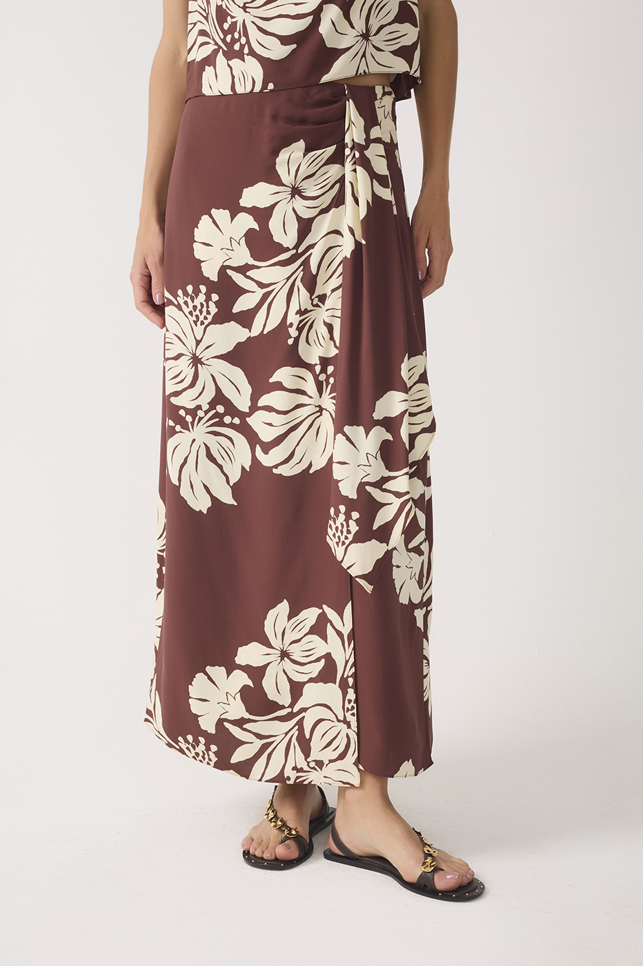 Brown Bela Flor Wrap Maxi Skirt_4