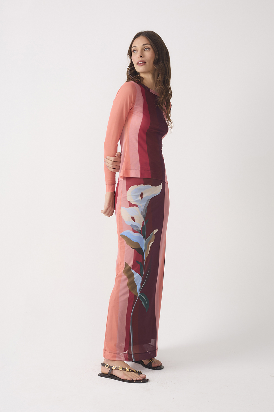 Multicolor Brisa Slim Mesh Maxi Skirt_3