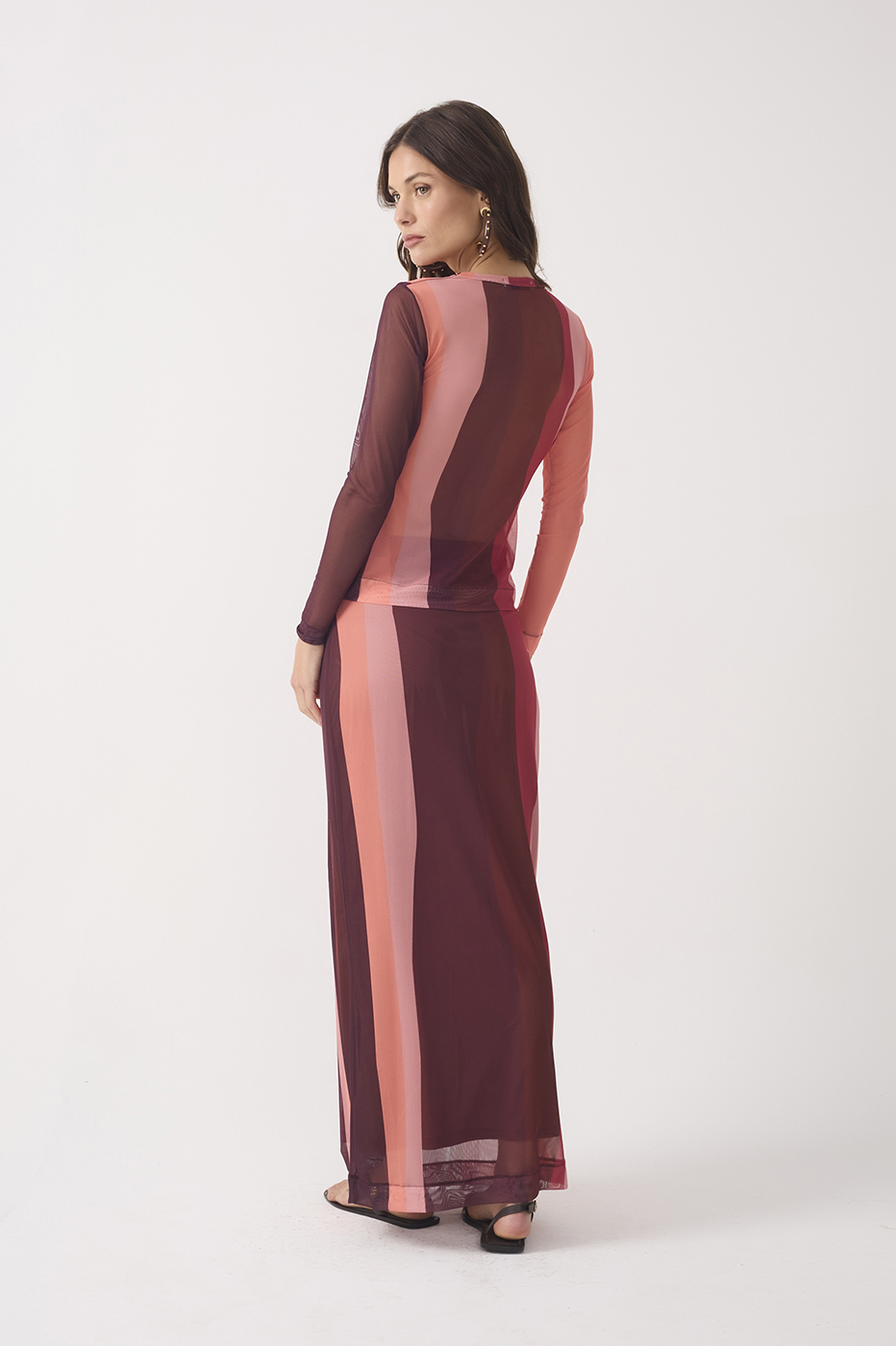 Multicolor Brisa Slim Mesh Maxi Skirt_5