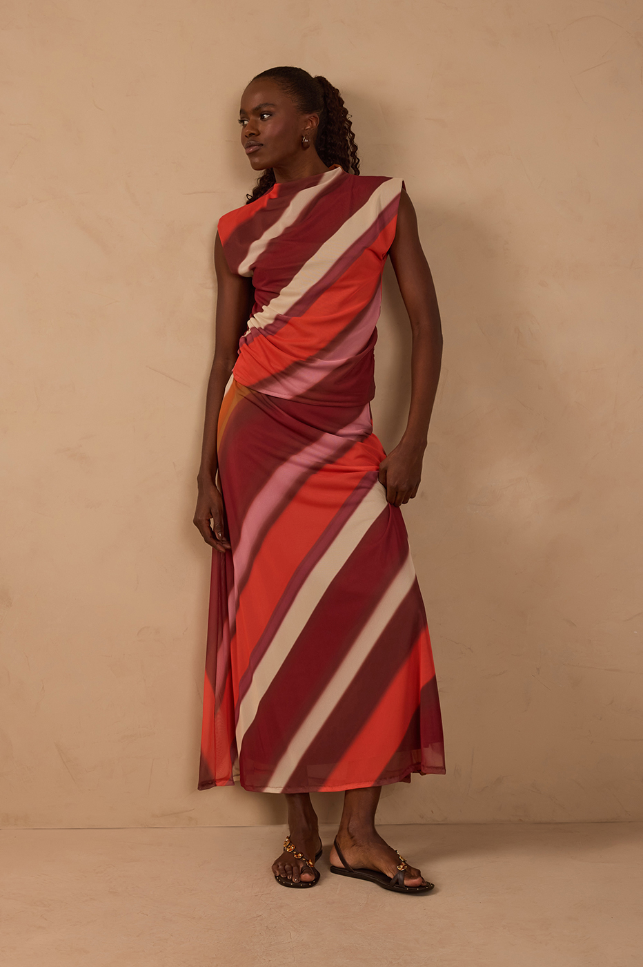 Multicolor Lumini Slim Tulle Maxi Skirt_1