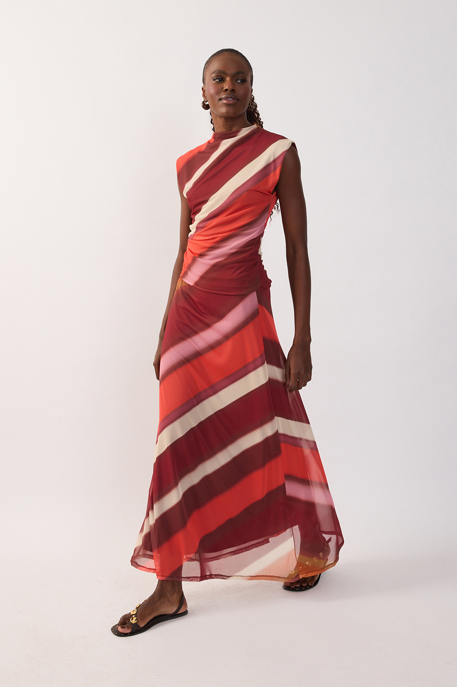 Multicolor Lumini Slim Mesh Maxi Skirt_3