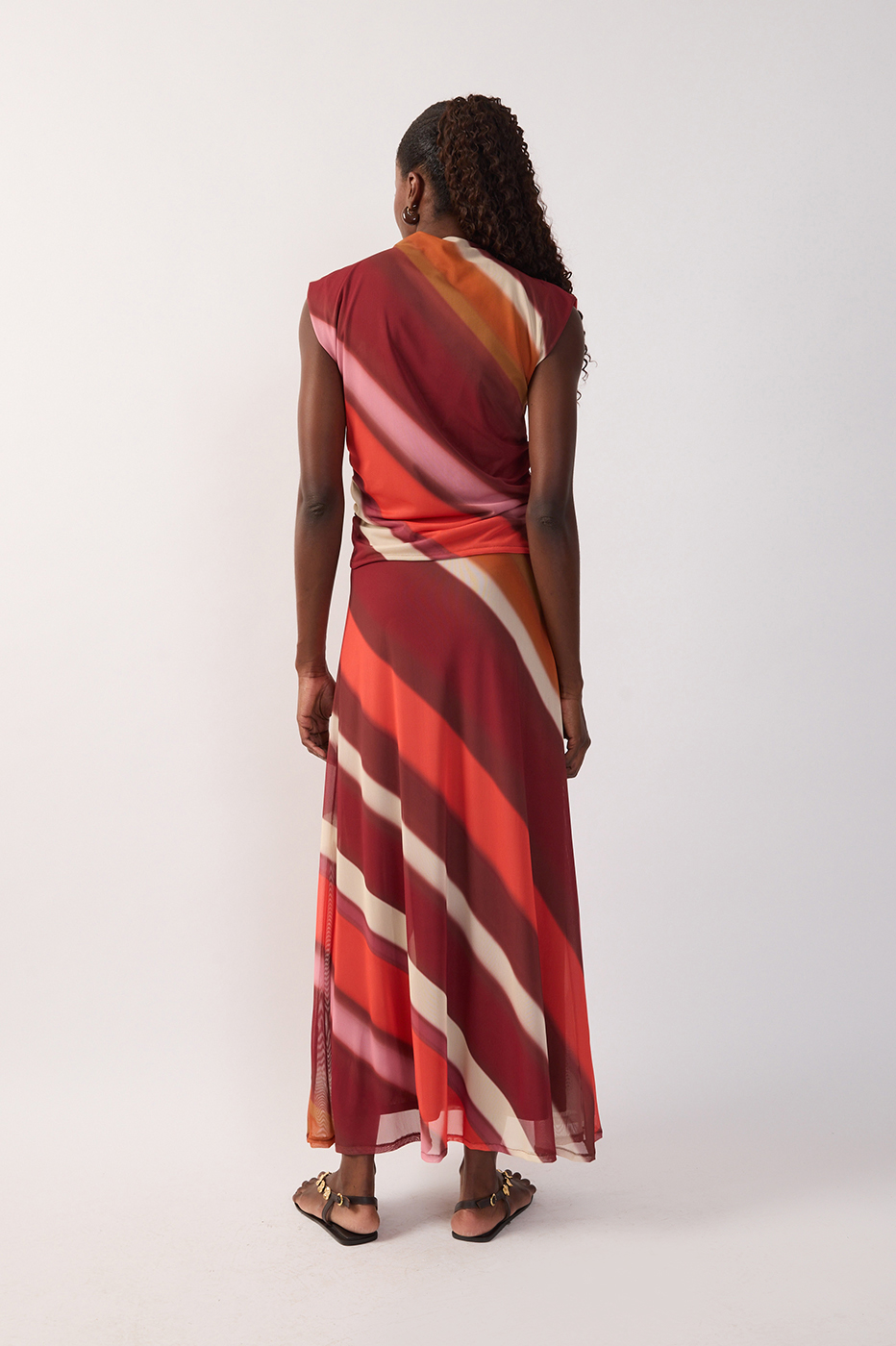 Multicolor Lumini Slim Tulle Maxi Skirt_5