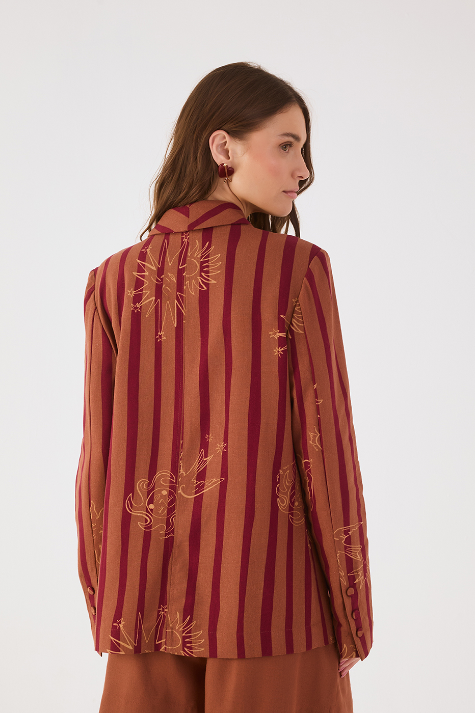 Brown Encanto Lapel Buttoned Blazer_6