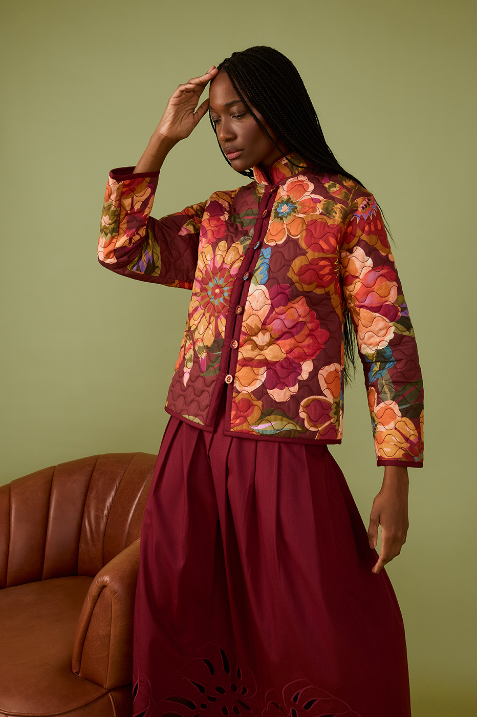 Garden Print quilted jacket