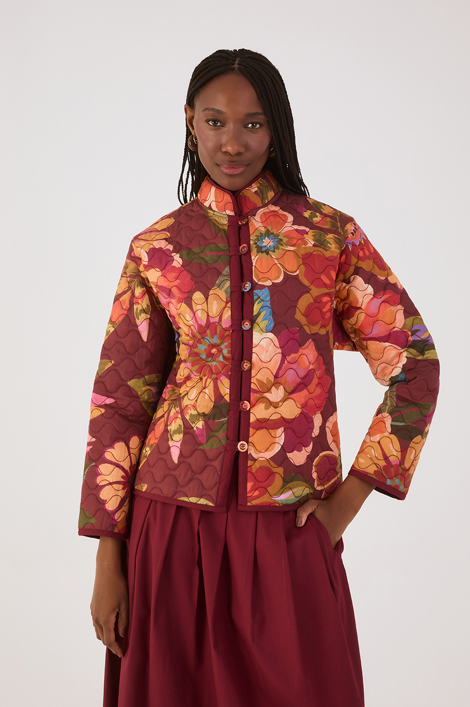 Garden Print quilted jacket