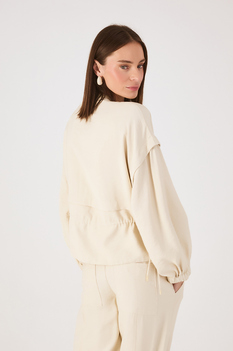 Off-White Drawstring Overlay Parka Jacket