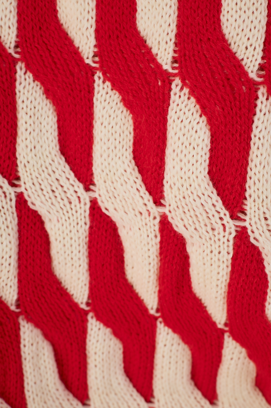 Red Stripes Crew Neck Long Sleeve Tricot Cardigan