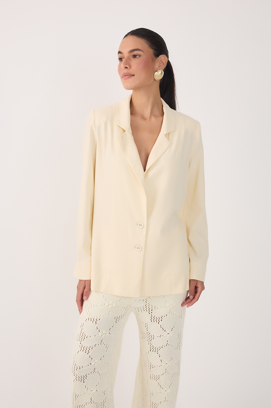 Linen Button Sleeve Blazer_2