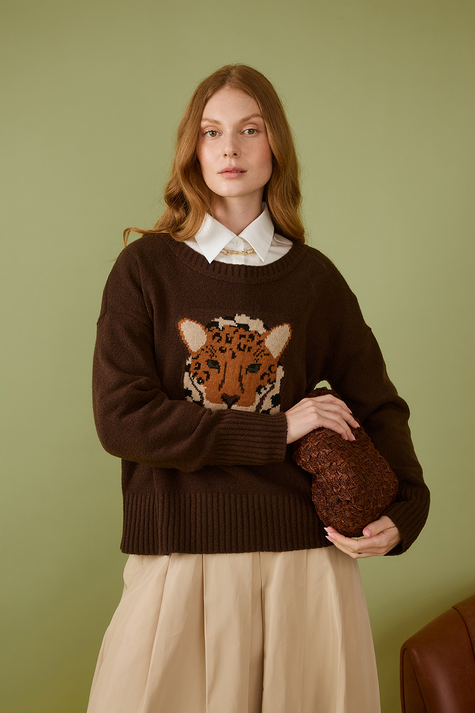 Leopard Print Jacquard knit jacket_0