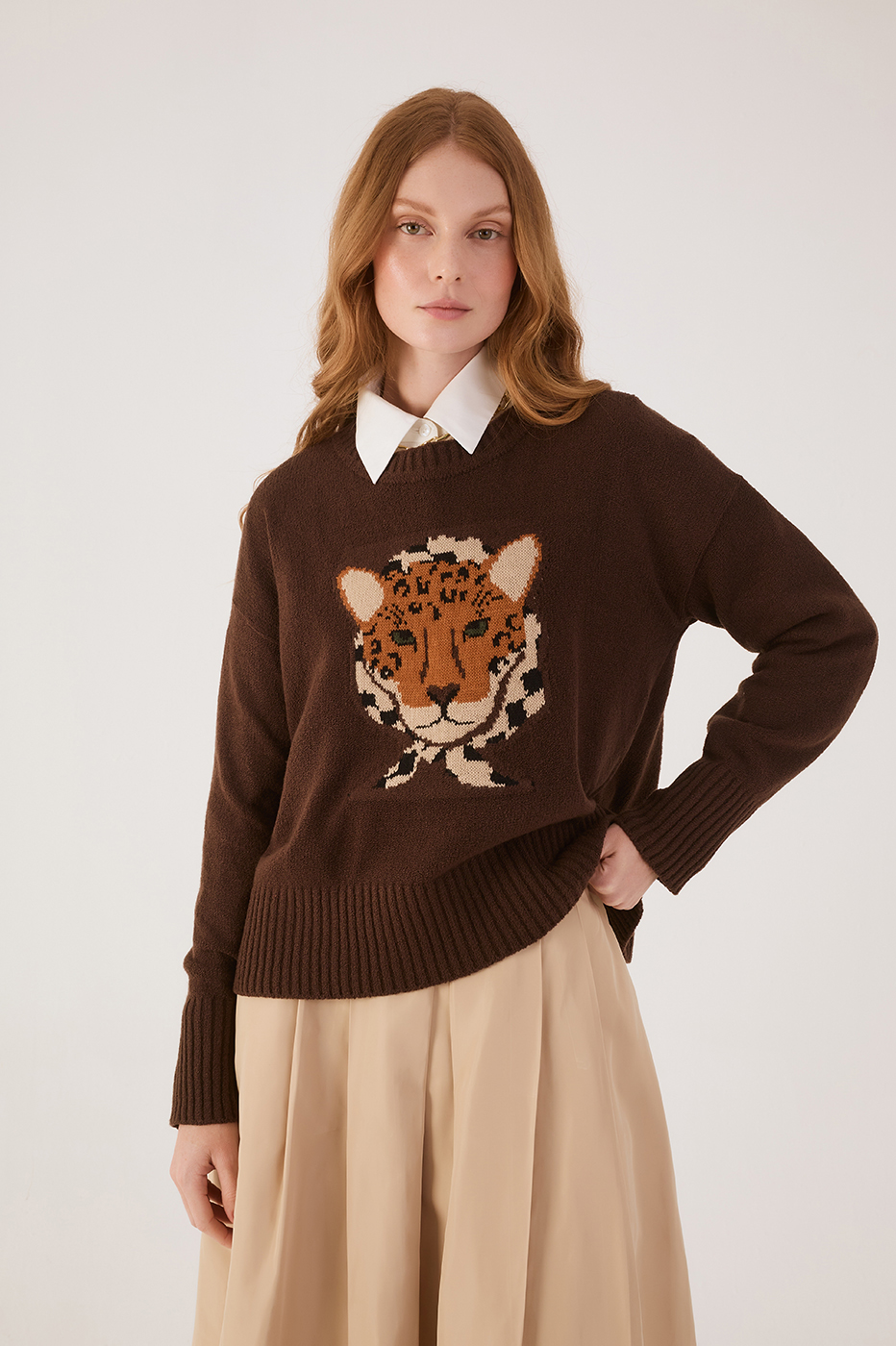 Leopard Print Jacquard knit jacket