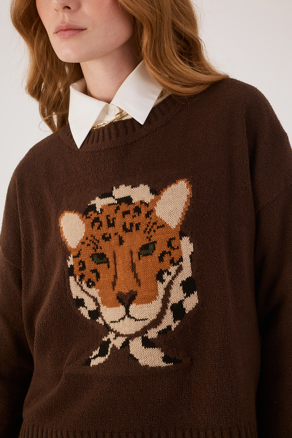 Leopard Print Jacquard knit jacket