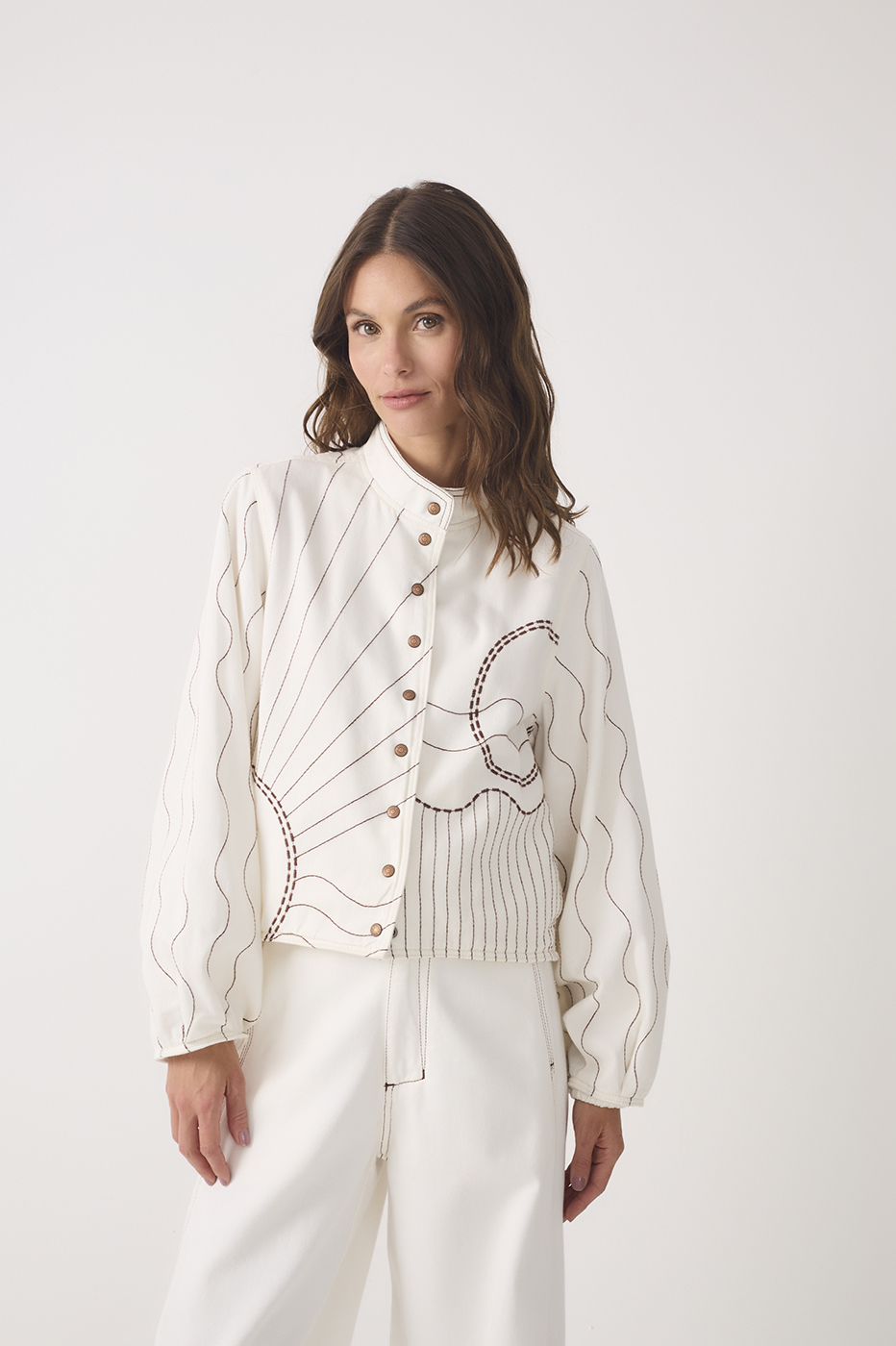 Off-white Embroidered Buttoned Long Sleeve Twill Jacket_2
