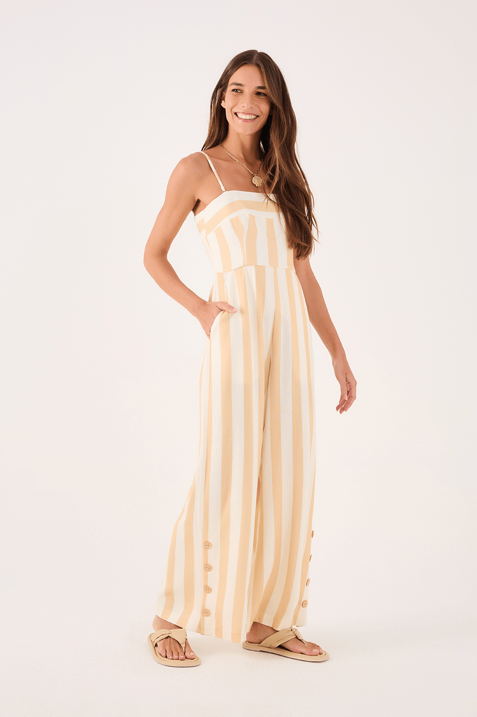 Horizonte Print Linen Jumpsuit
