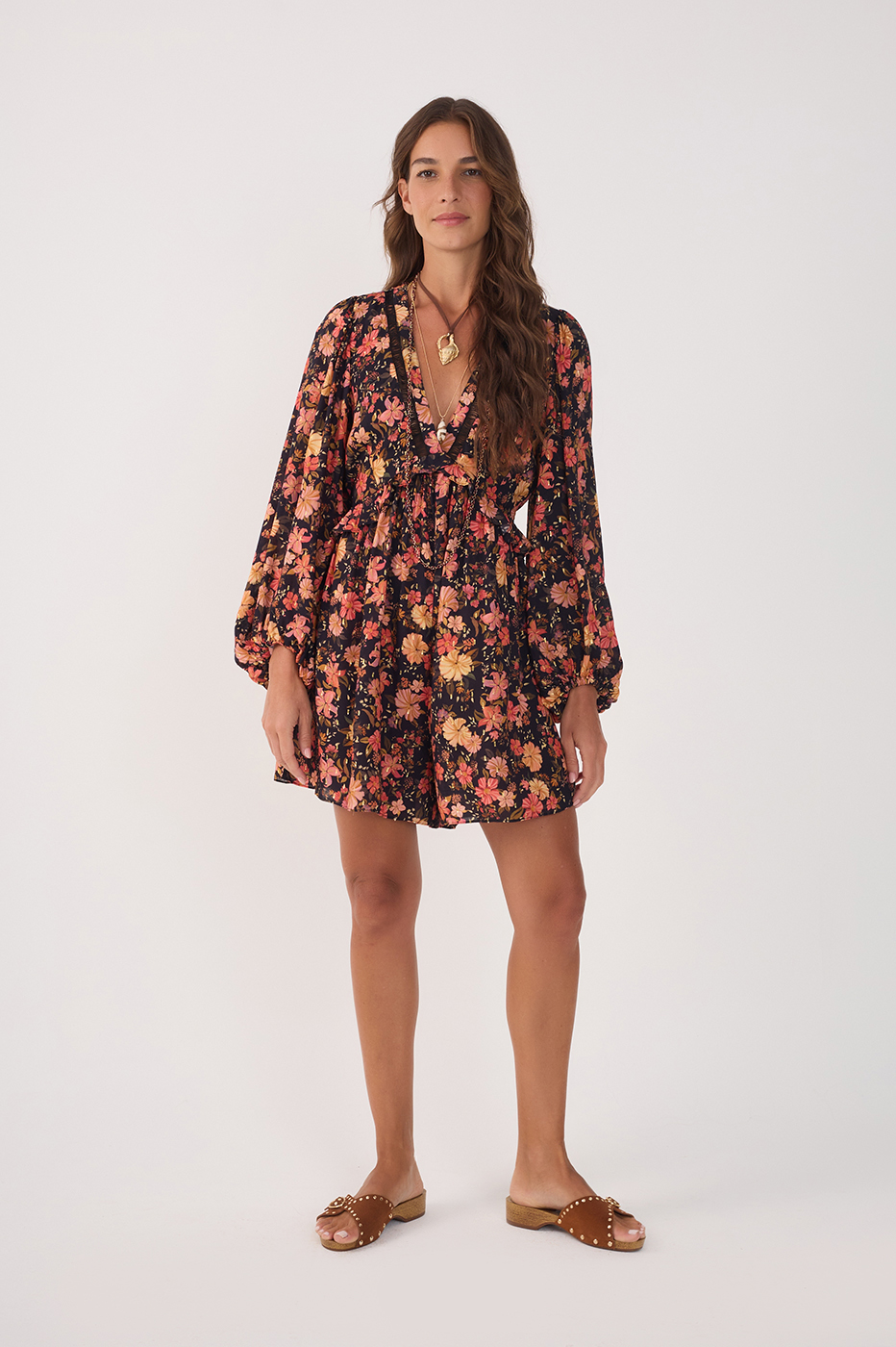 Black Encontro Lurex Long Sleeve Romper_2