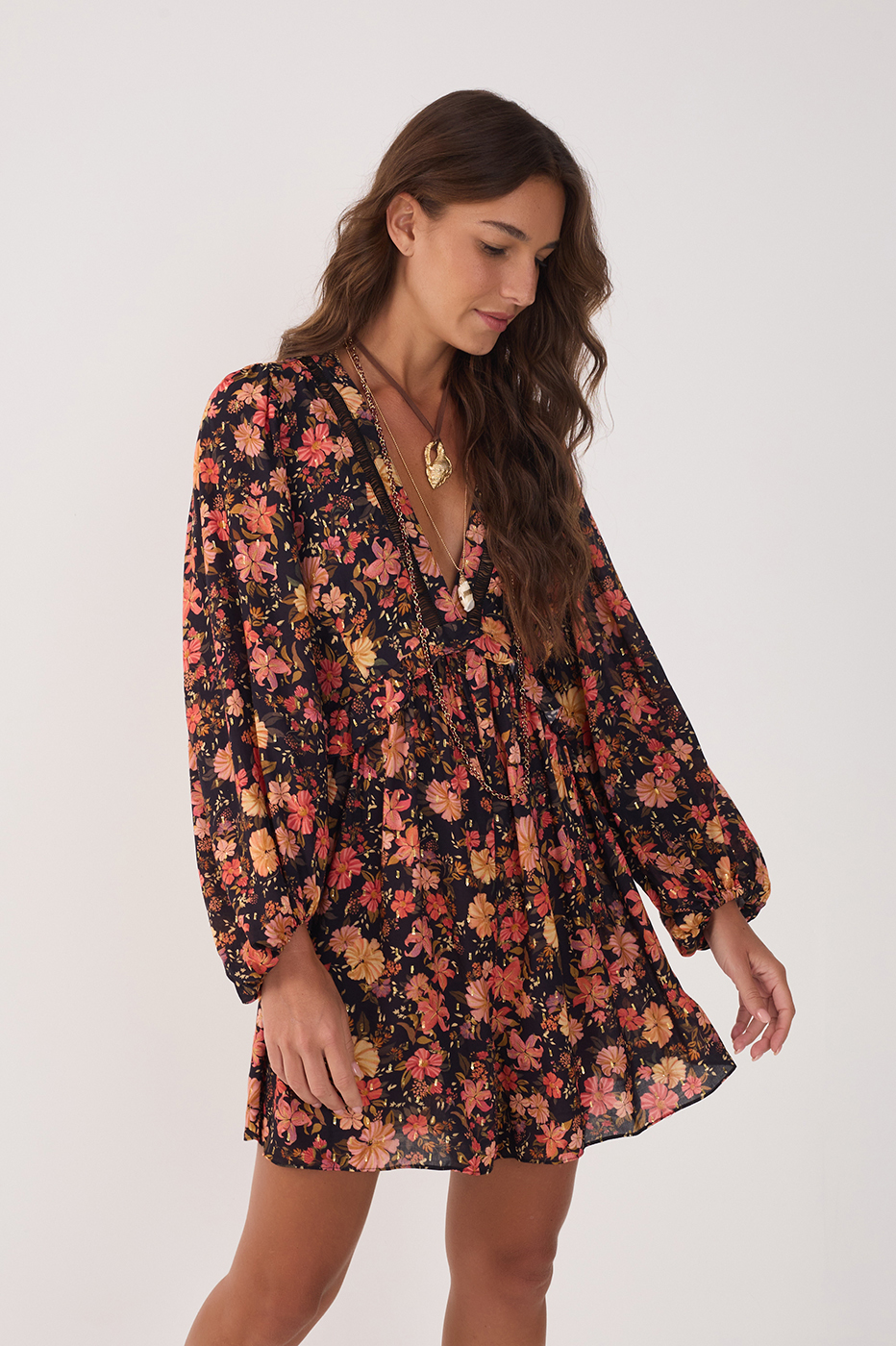 Black Encontro Lurex Long Sleeve Romper_3