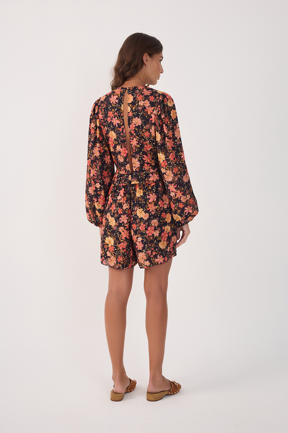 Black Encontro Lurex Long Sleeve Romper_5
