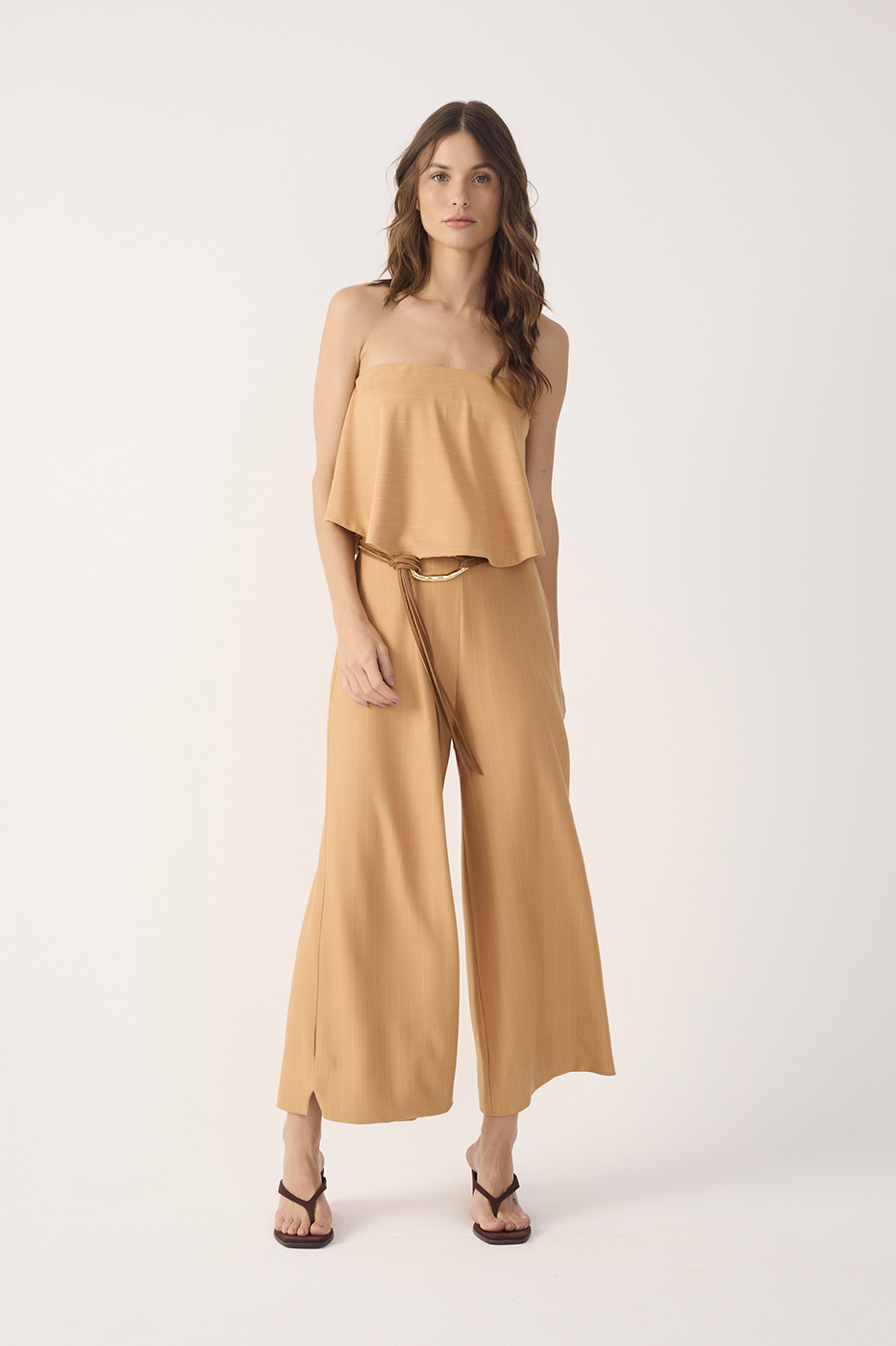 Brown Risca De Giz Strapless Layered Jumpsuit_2