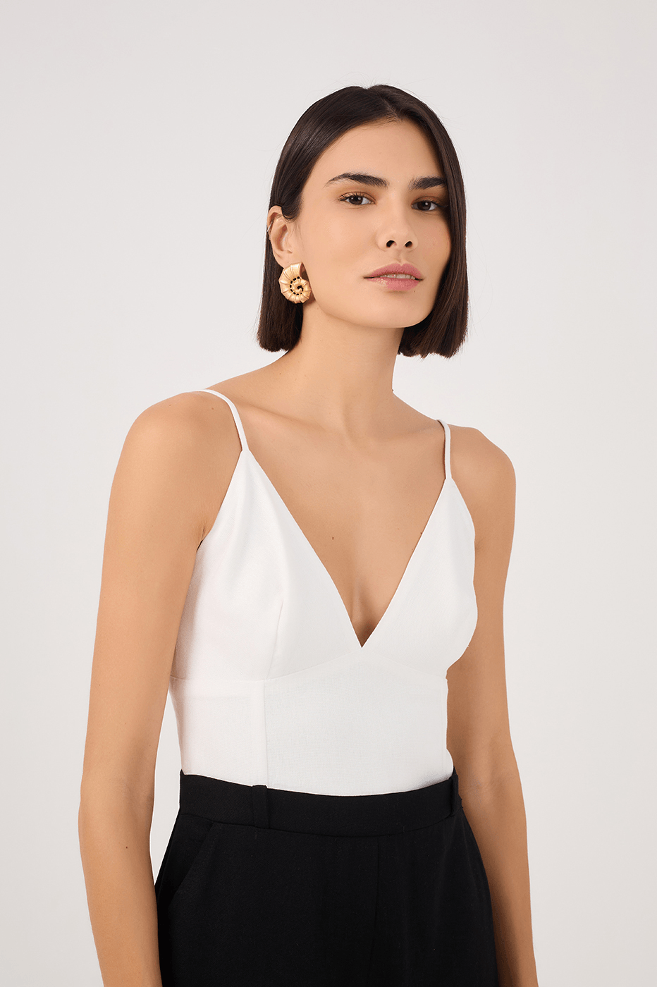 Black and White Linen Tailored Jumpsuit_5