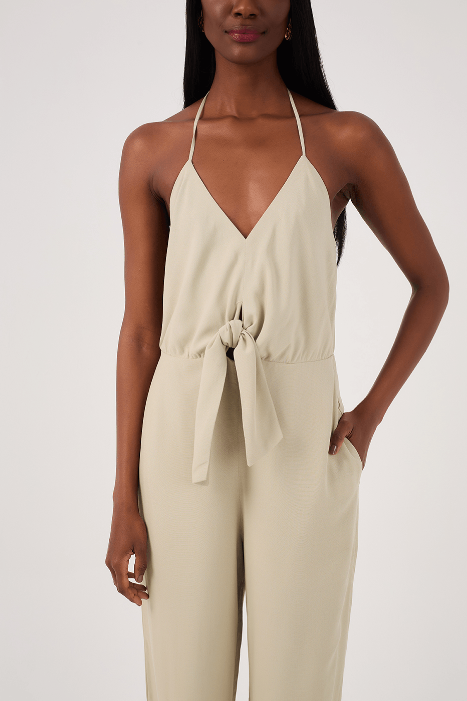 Green One-Shoulder Knot Jumpsuit_4