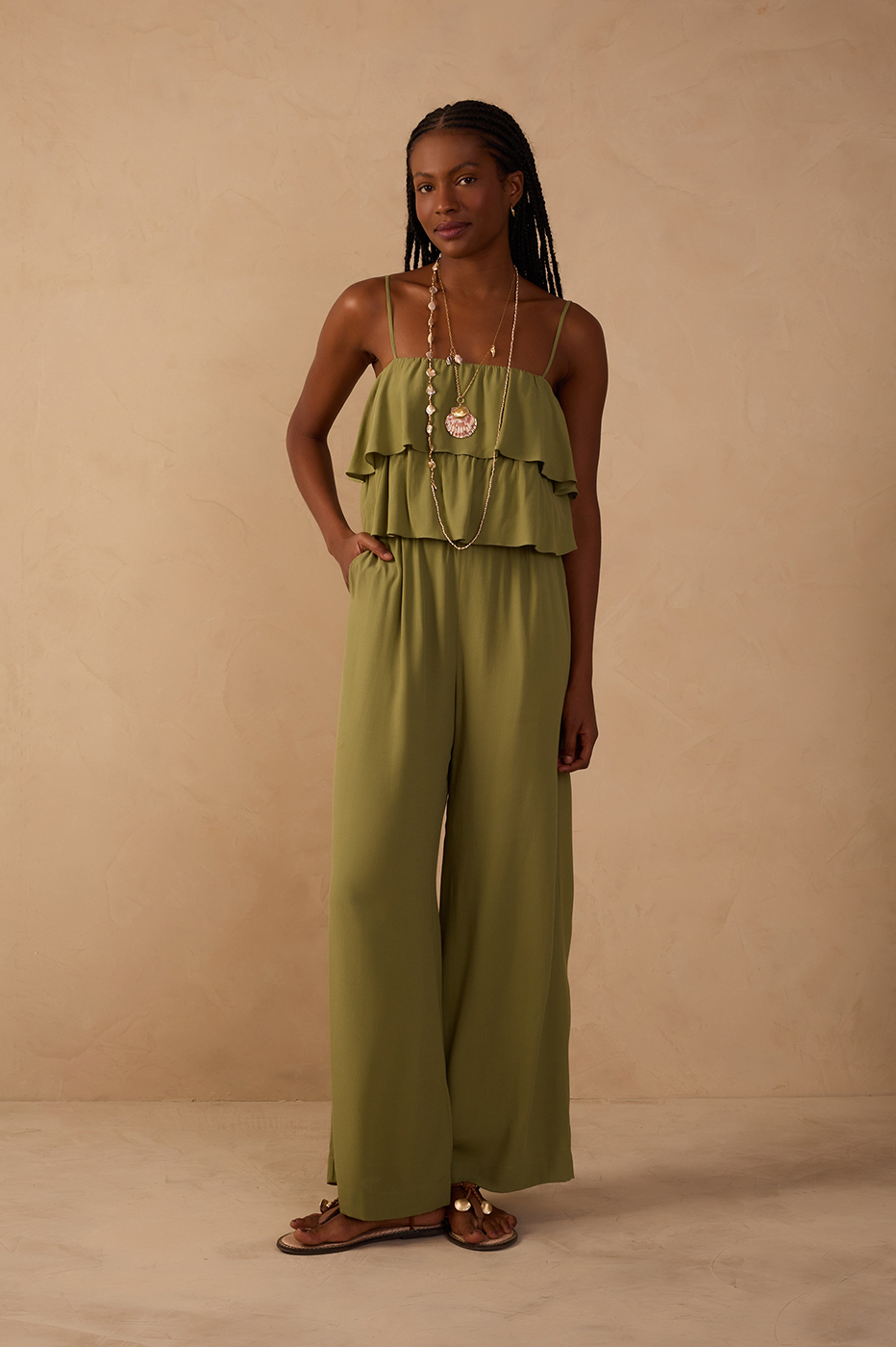 Crepe Ruffled Jumpsuit