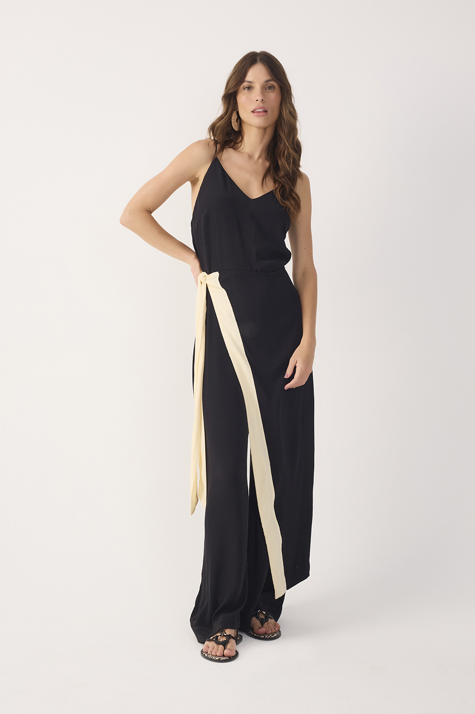 Black Side Tie Crepe Jumpsuit_2