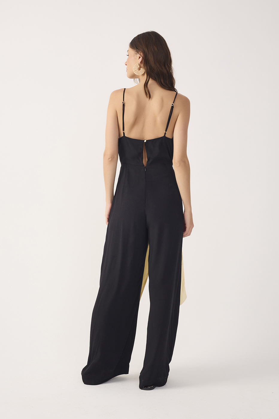 Black Side Tie Crepe Jumpsuit_7