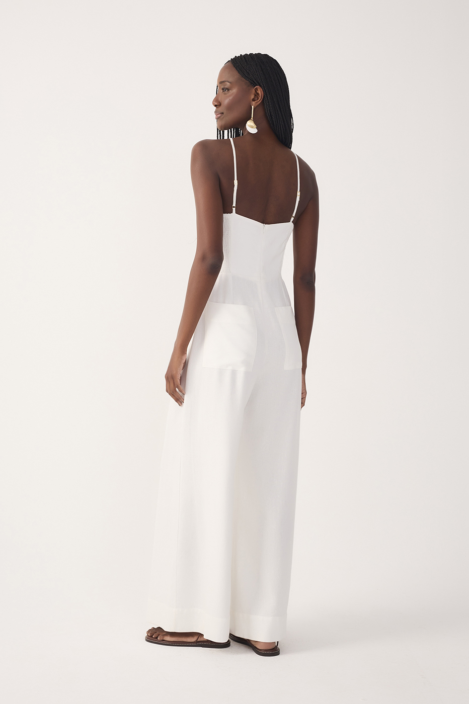 Off-White Pleated Halter Neck Linen Jumpsuit_6
