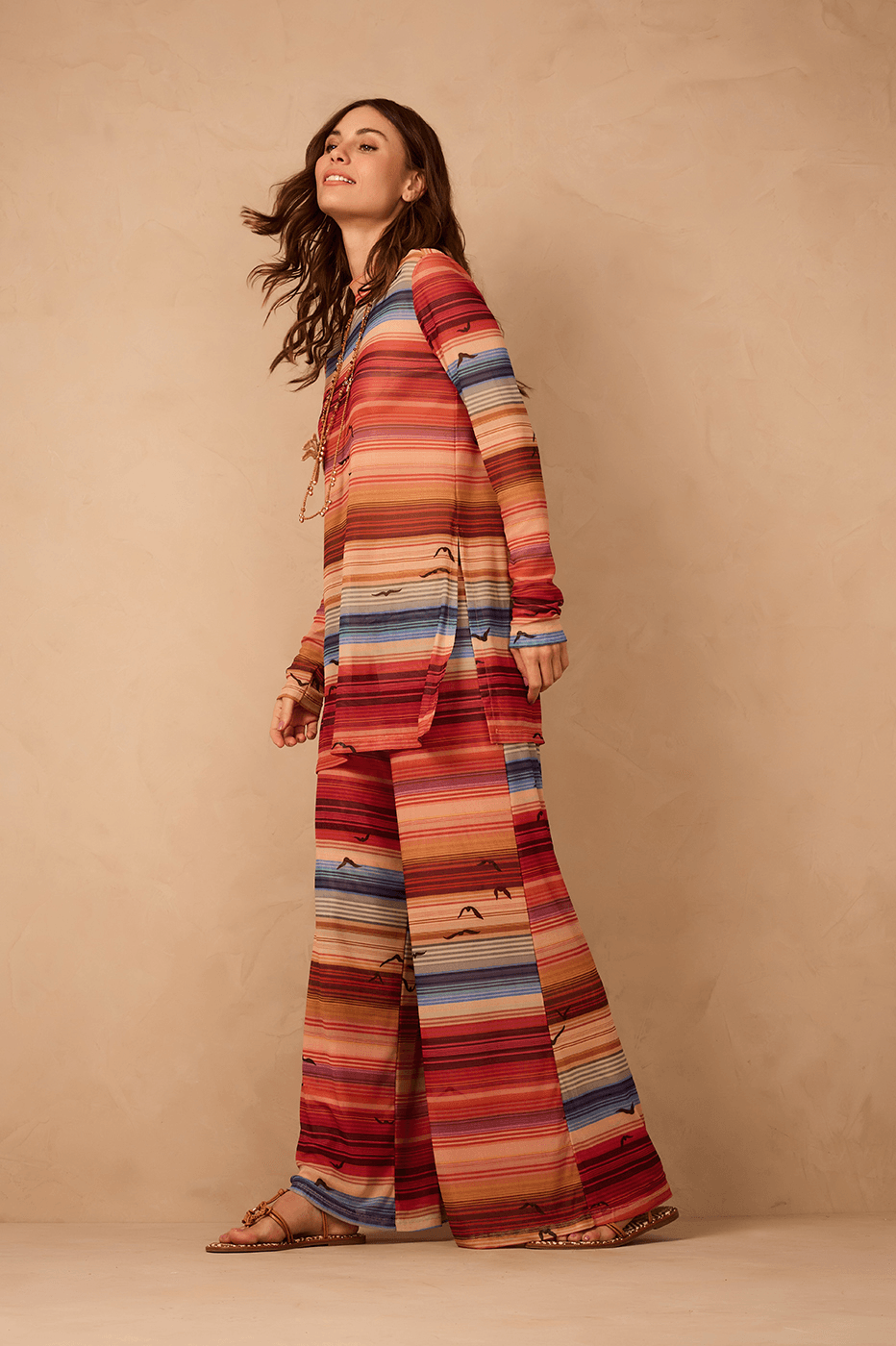 Multicolor Arpoador Tulle Maxi Blouse And Pants Matching Set_1