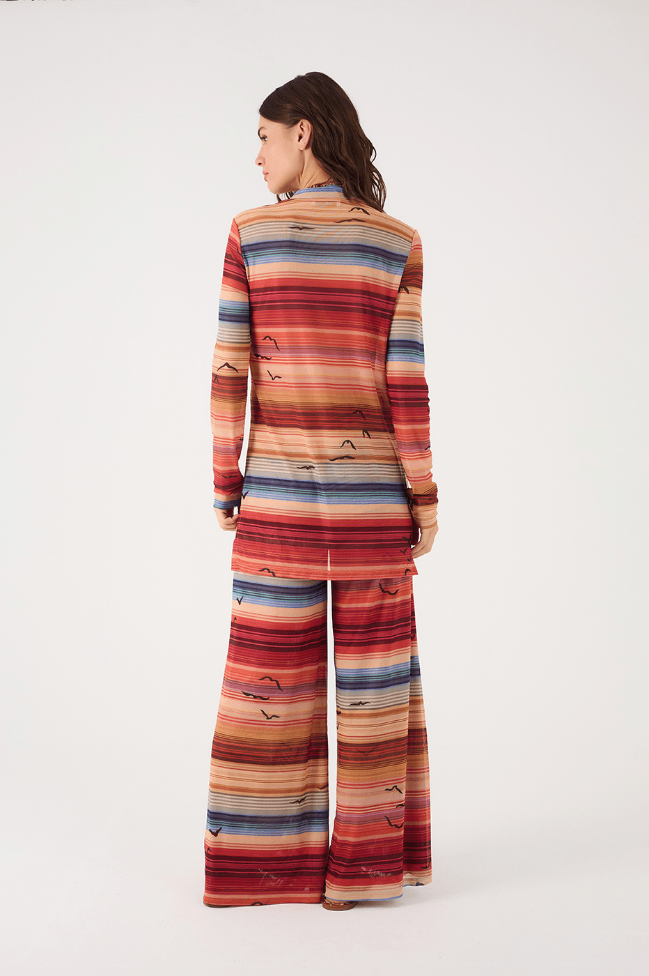 Multicolor Arpoador Tulle Maxi Blouse And Pants Matching Set_6