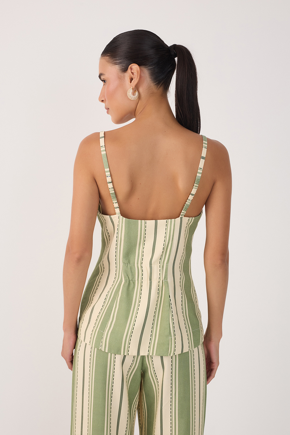 Green Descanso Stripes Sleeveless Vest_4