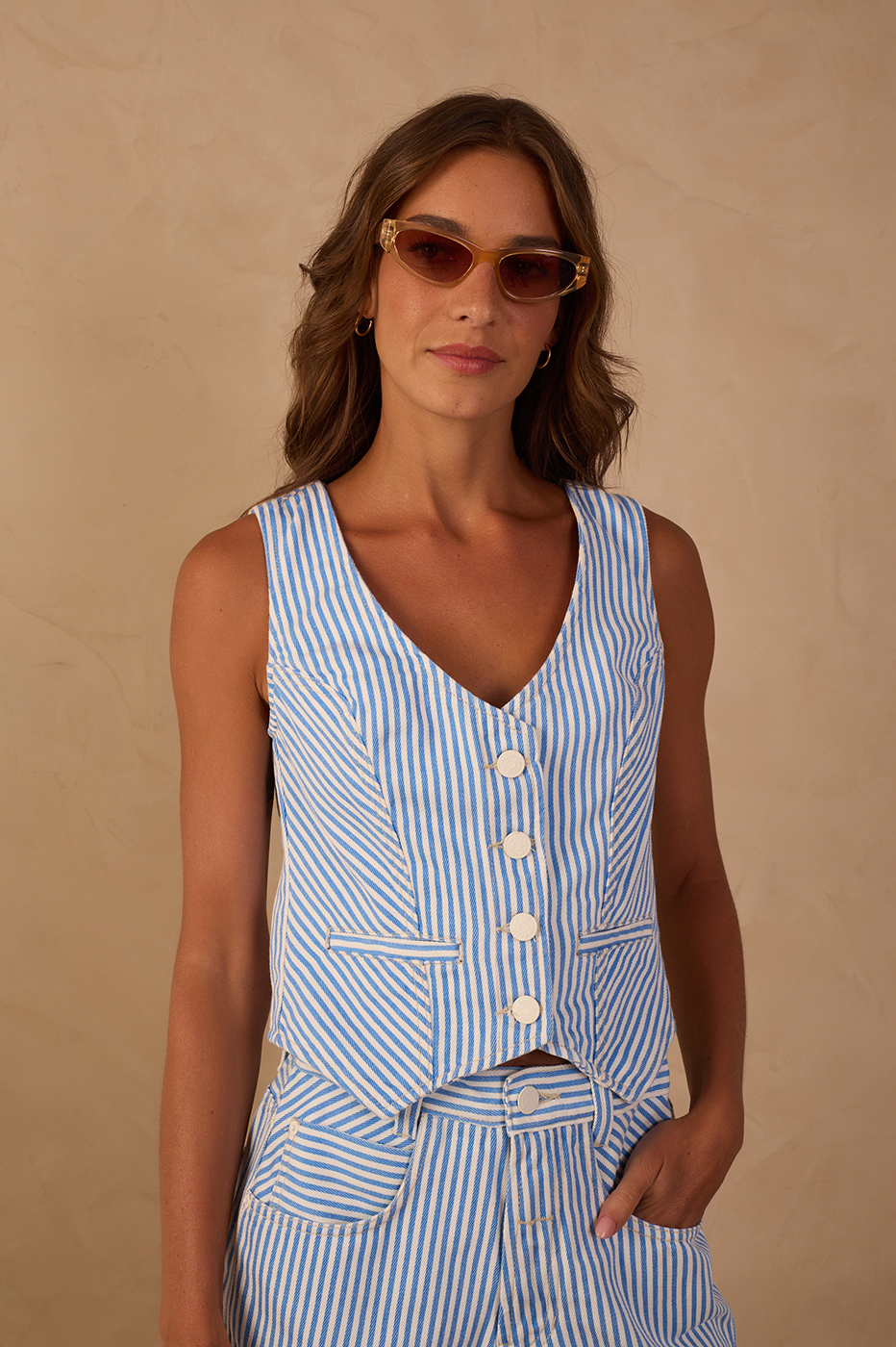 Balneario Stripe Twill Vest_1