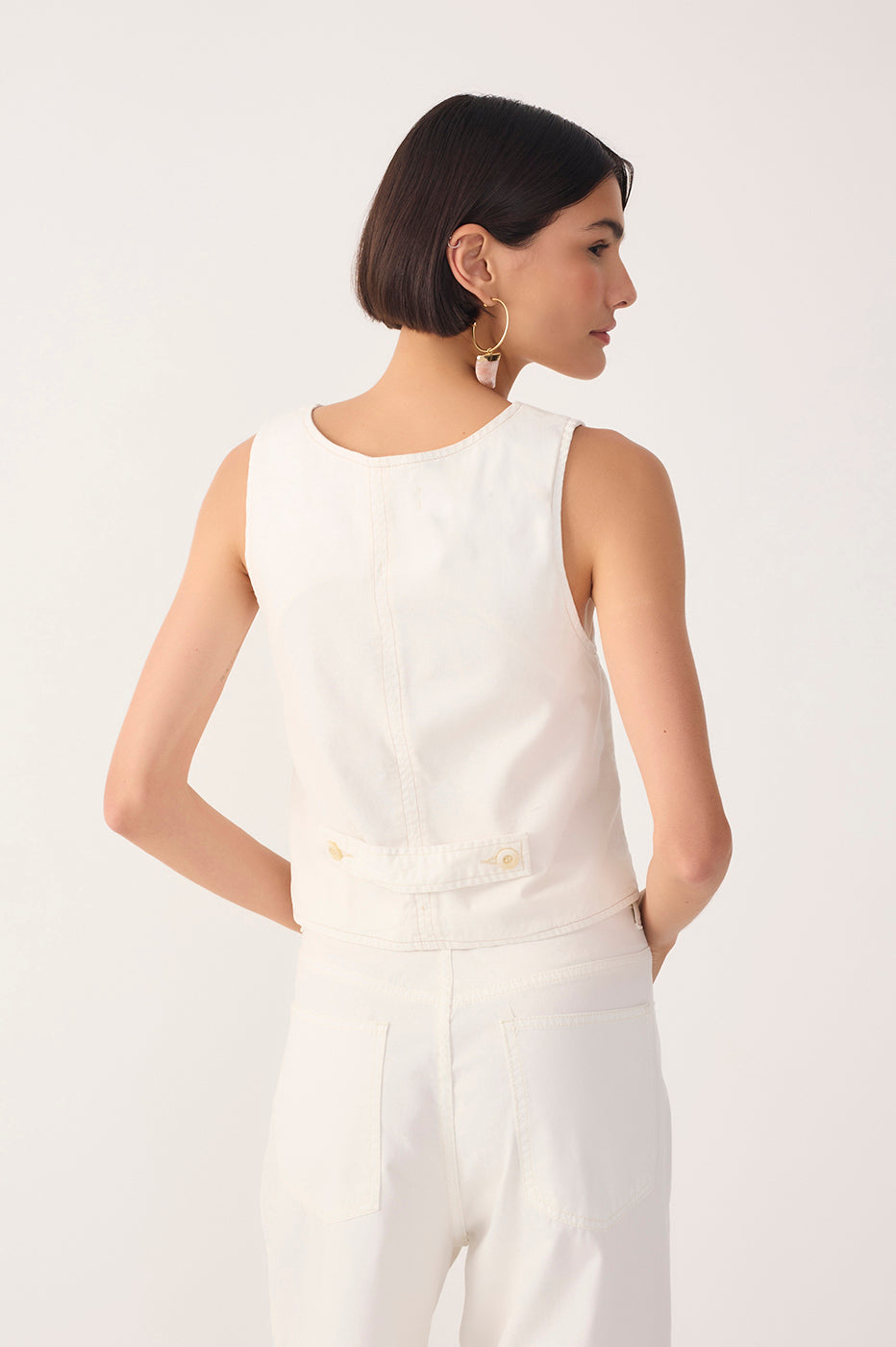 Off-White Buttoned Topstitching Twill Vest_5