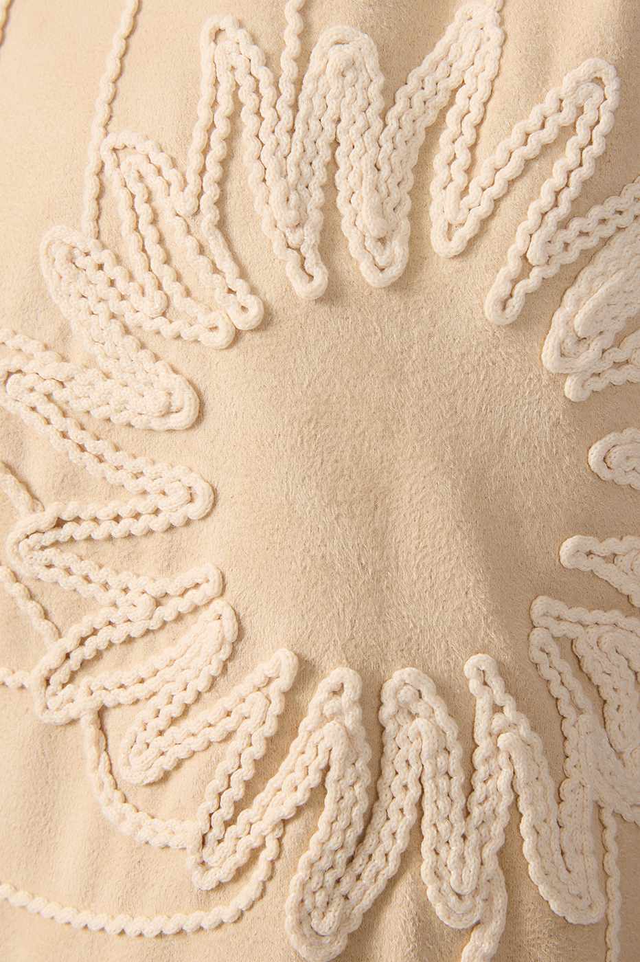 Beige Embroidered Sleeveless Suede Vest_6