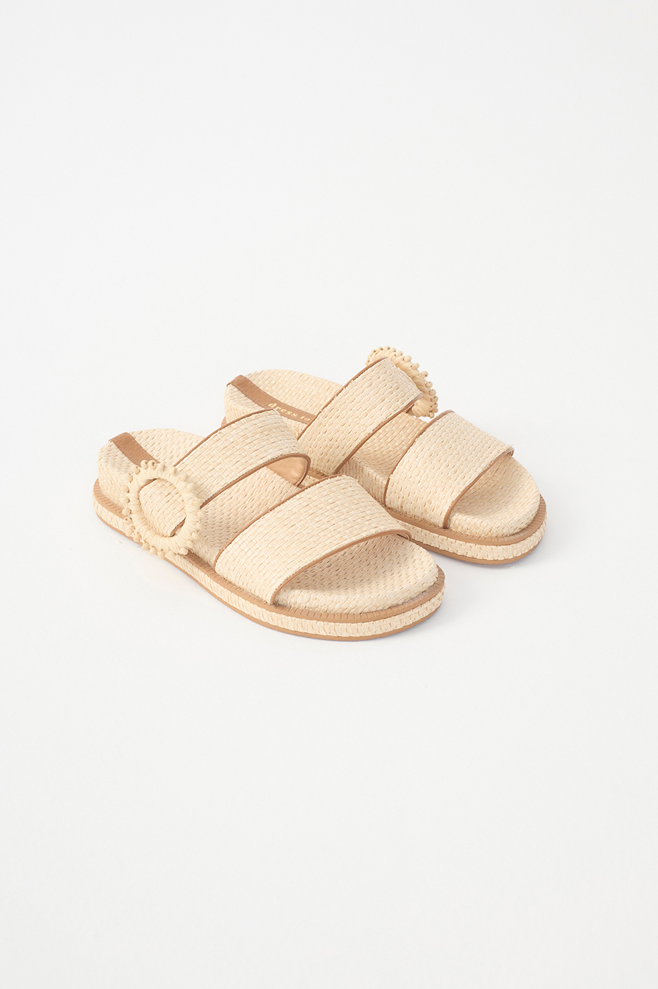 Beige Brisa Tropical Straw Sandals_4