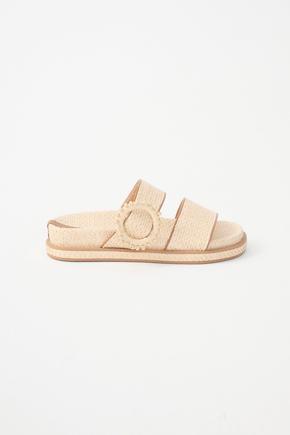 Beige Brisa Tropical Straw Sandals_5