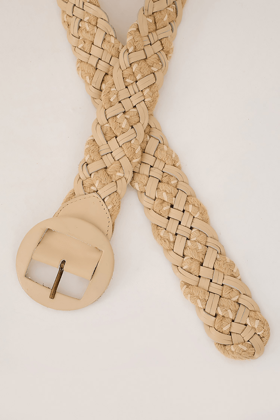 Off-White Woven Straw and Leather Belt_4