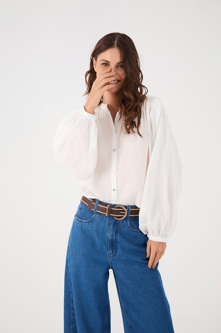 Brown Caffeine Buckled Seam Leather Belt_4