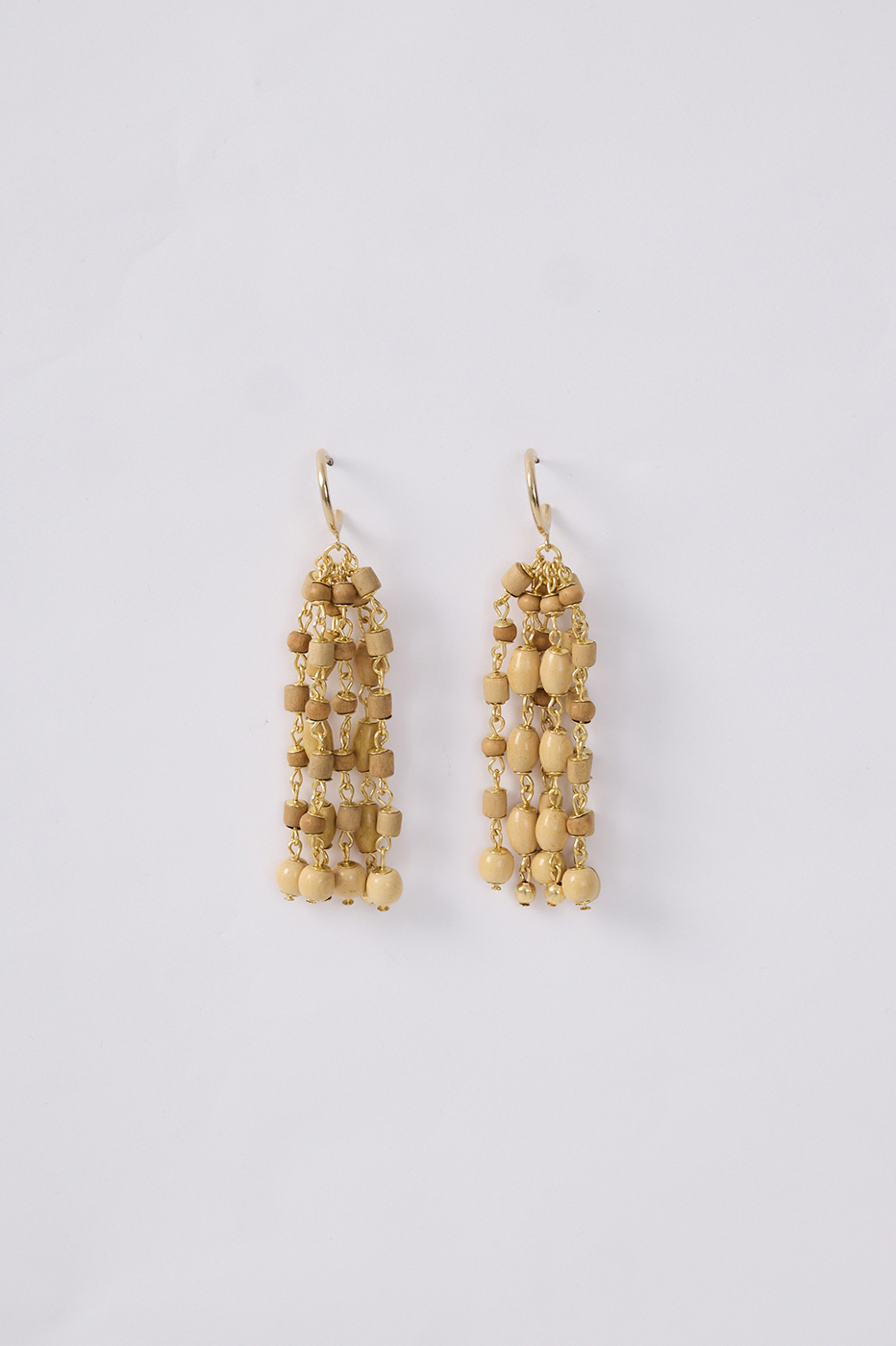 Beige Som do Mar Wooden Beads Earrings_6
