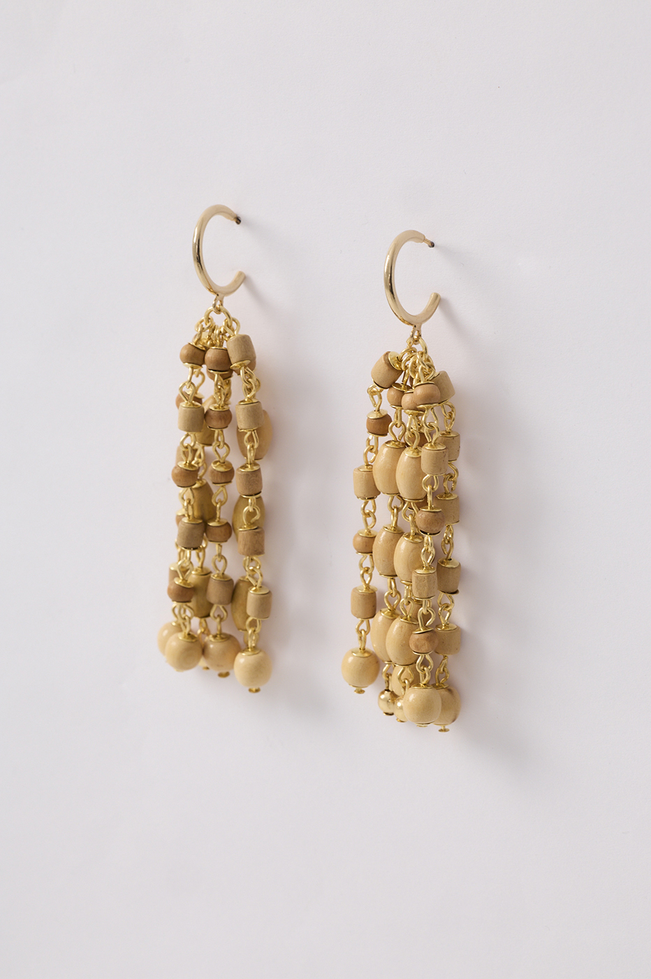 Beige Som do Mar Wooden Beads Earrings_7