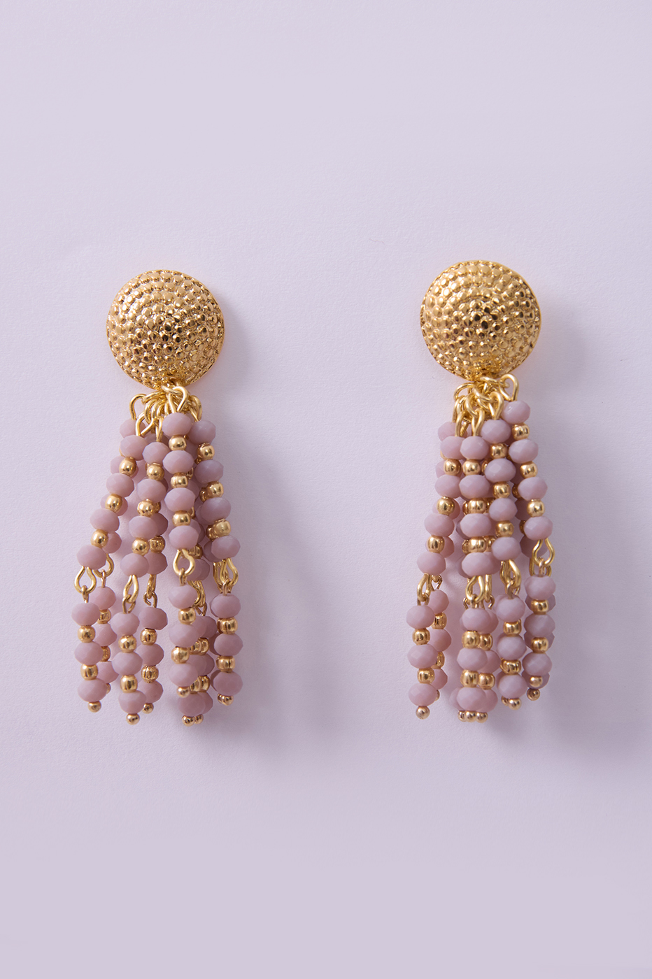 Lilac Beaded Tassels Earrings_4