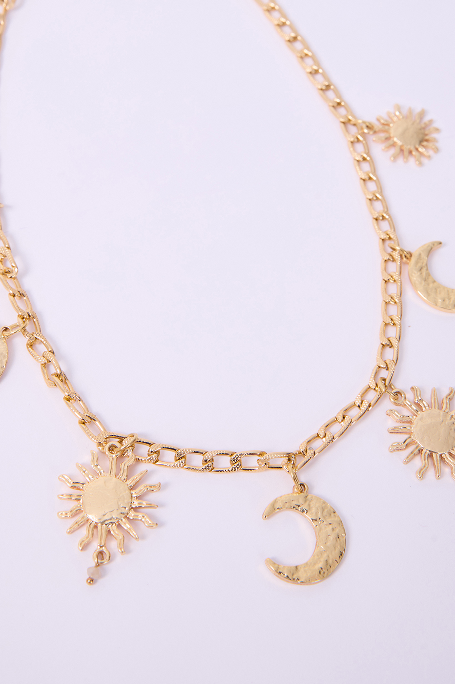 Golden Solaris and Luna Pendants Necklace_5
