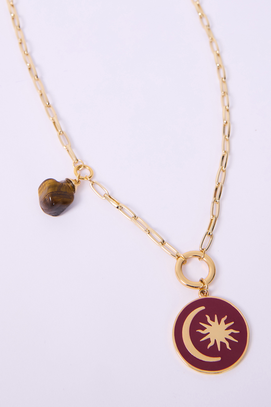 Golden Eclipse Medallion Stone Necklace_4