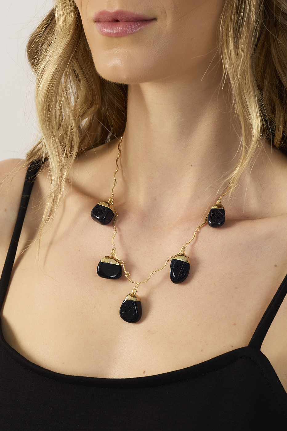 Golden Star Stones Pendants Necklace_3