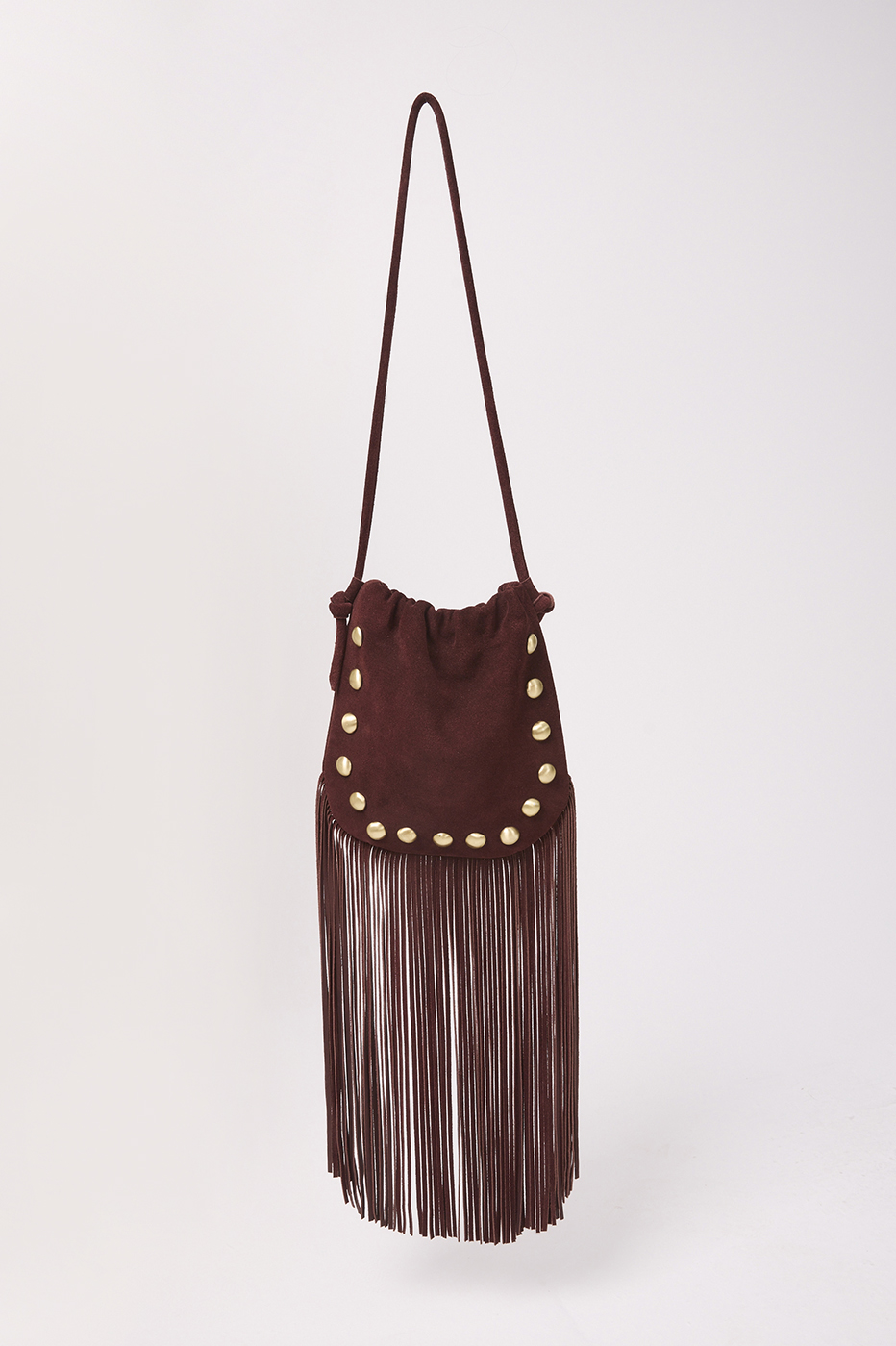 Brown Fringe Long Strap Suede Bag_6