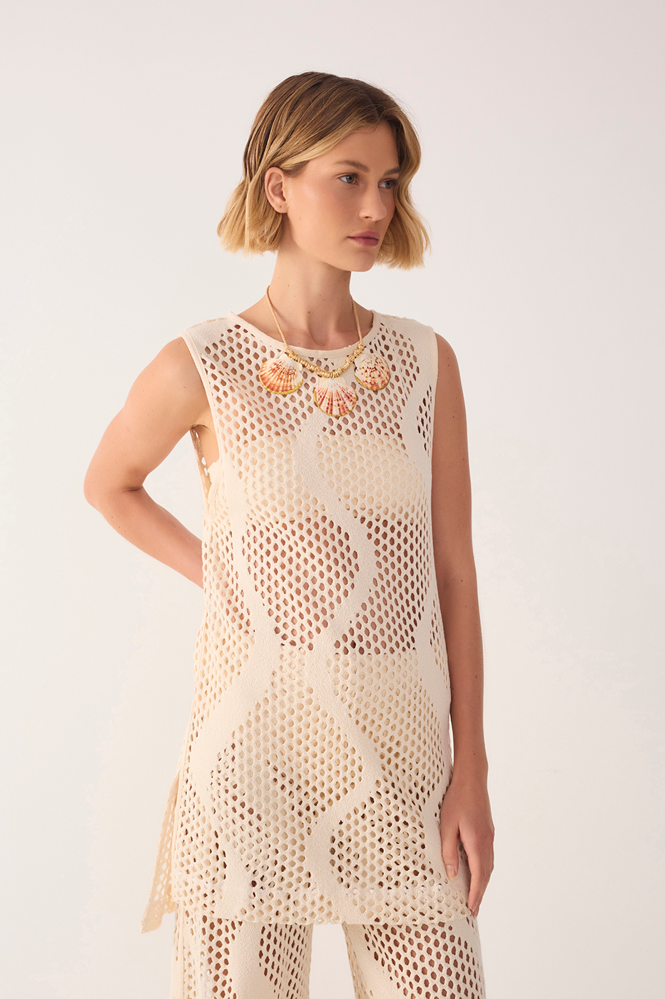 Knitted Tricot Blouse w/ Top